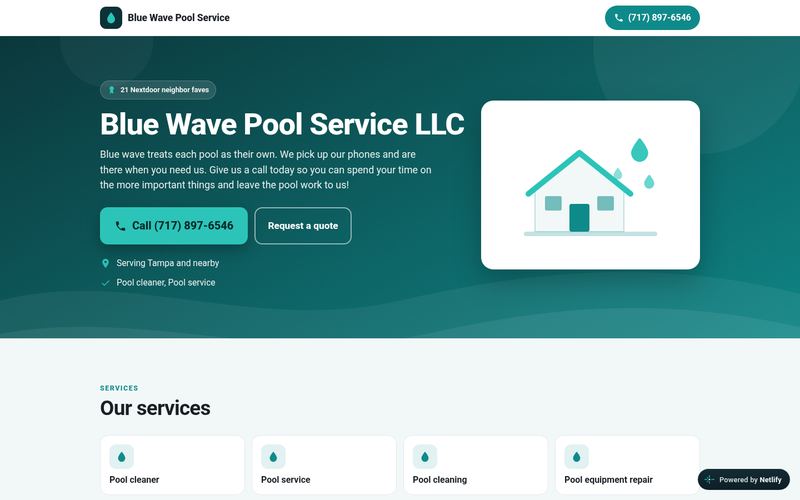 Blue Wave Pool Service sample website