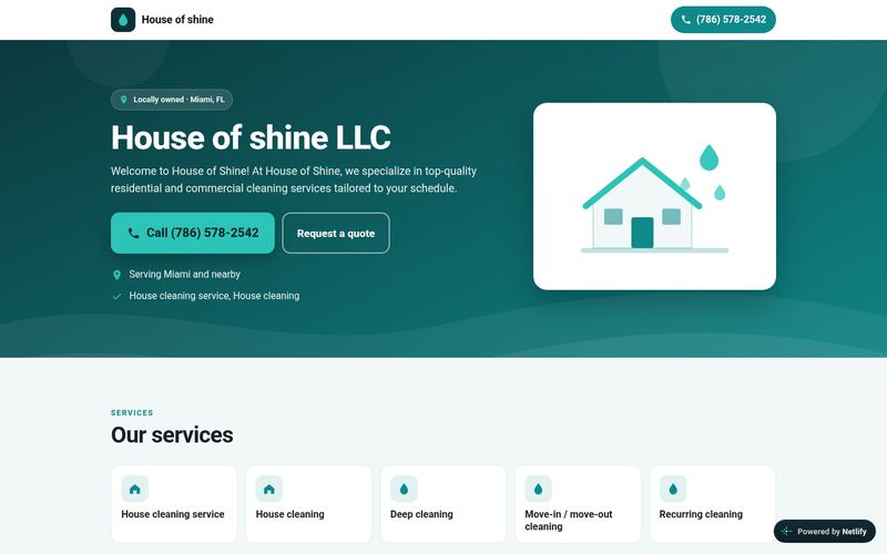 House of Shine sample website